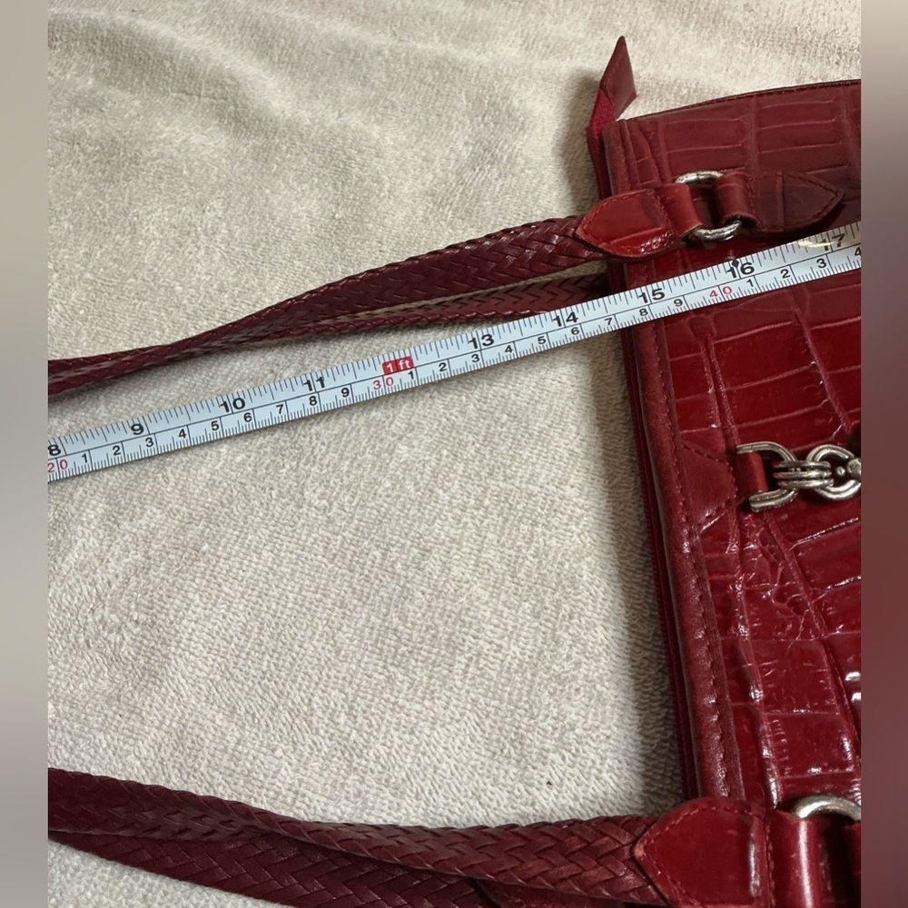 Vintage Brighton Red Leather Croc Print Bucket Purse Bag #541968 - Picture 11 of 11